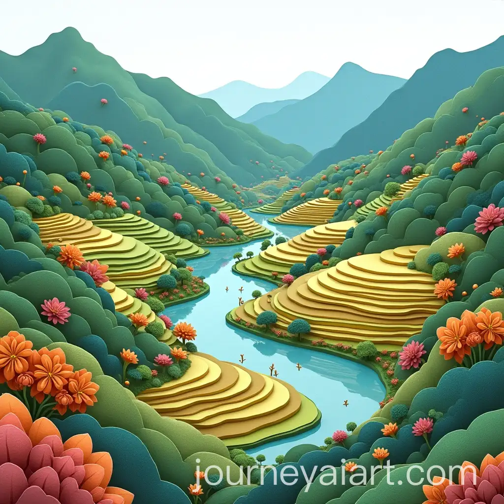 Serene-January-Scene-of-Batad-Rice-Terraces-Paper-Art-Landscape