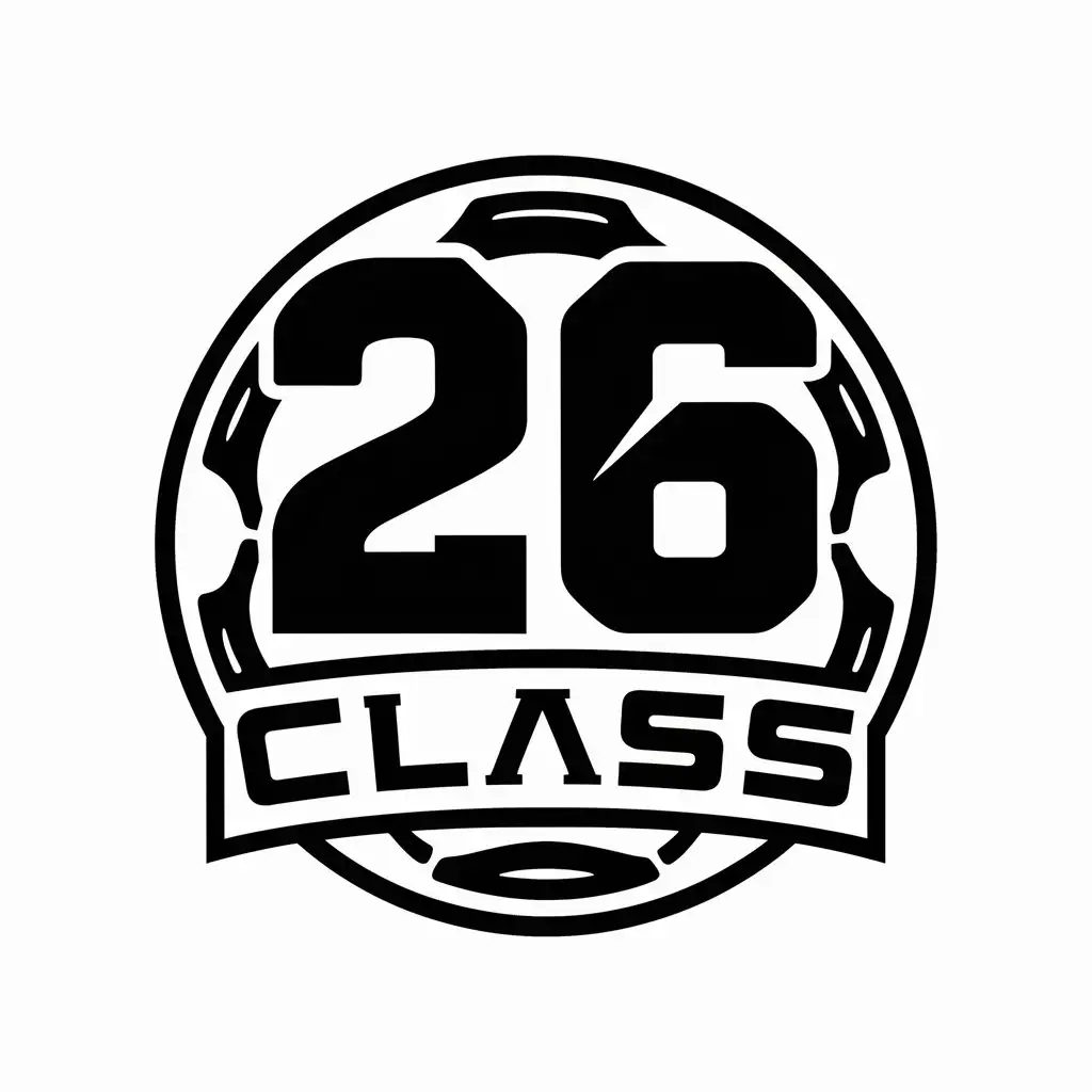 a vector logo design,with the text "26 class", main symbol:soccer,Moderate,be used in Sports Fitness industry,clear background