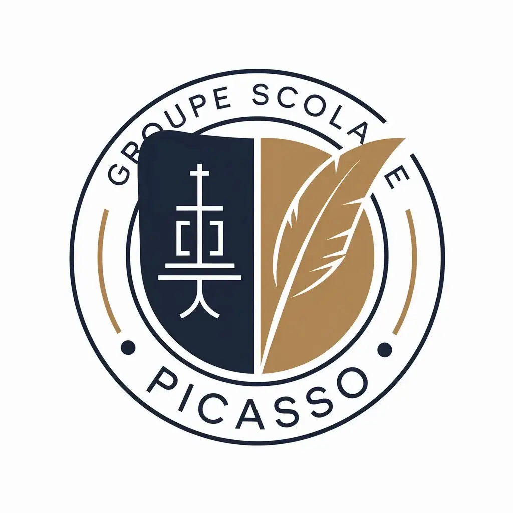 LOGO-Design-For-Groupe-Scolaire-Picasso-School-and-Feather-Painter-Theme-in-Vector-Art