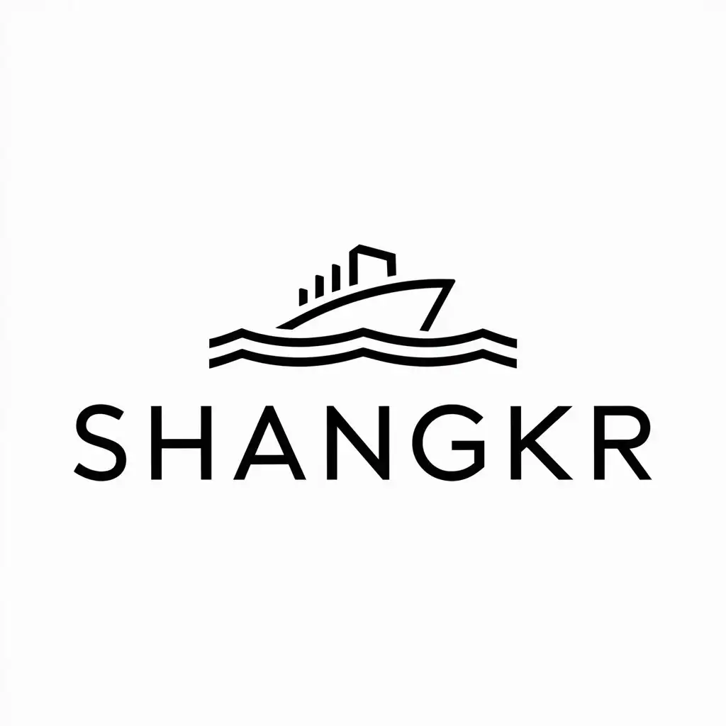 a logo design,with the text "shangkr", main symbol:ship,Minimalistic,clear background