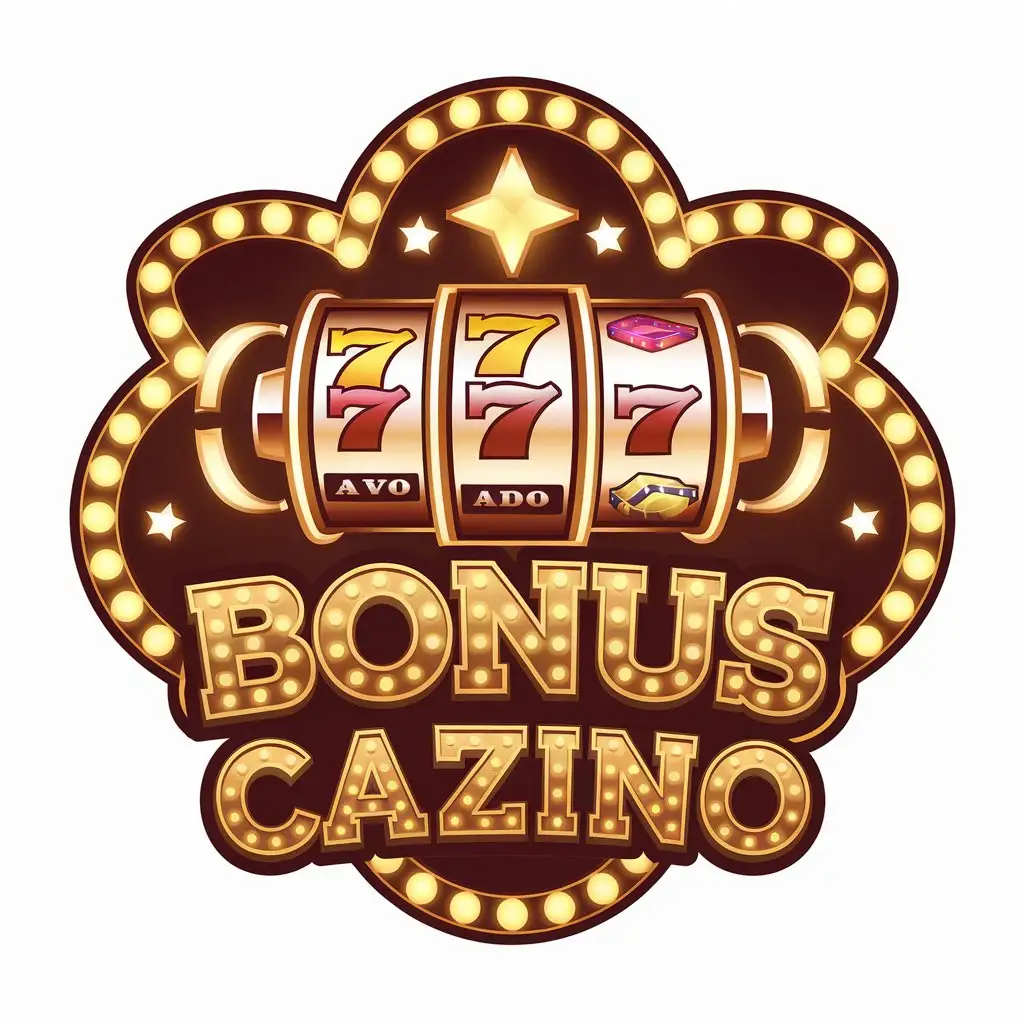 a vector logo design,with the text "BONUS CAZINO", main symbol:casino gambling machine,complex,be used in Others industry,clear background