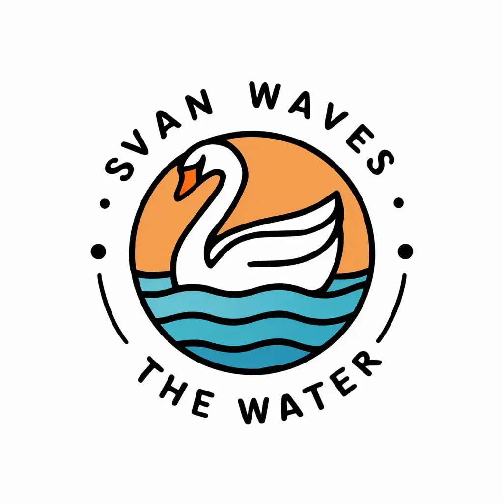 a vector logo design,with the text "swan waves the water", main symbol:bird, sea,Moderate,clear background