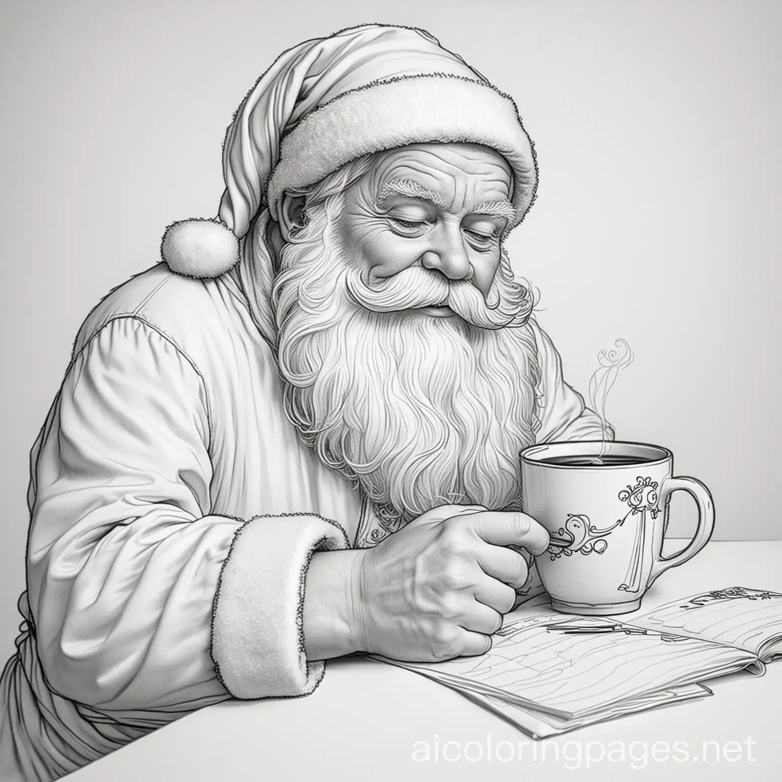 Sleepy-Santa-Enjoying-Coffee-in-the-Morning-Coloring-Page-for-Kids