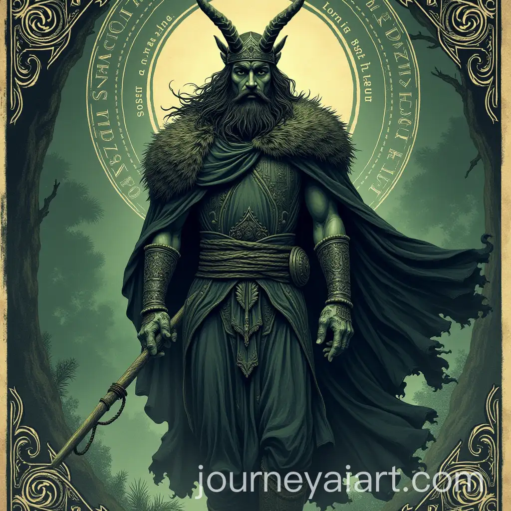 Loki-Viking-God-in-Norse-Mythology-with-Traditional-Woodcut-Style