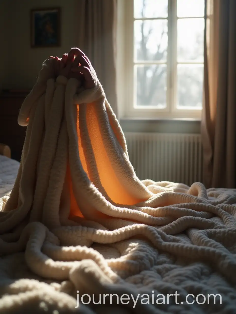 PersonAI-Art-Prompt-Expansion-Reaches-for-Blanket-on-Cold-Morning-with-Sunlight-Streaming-In