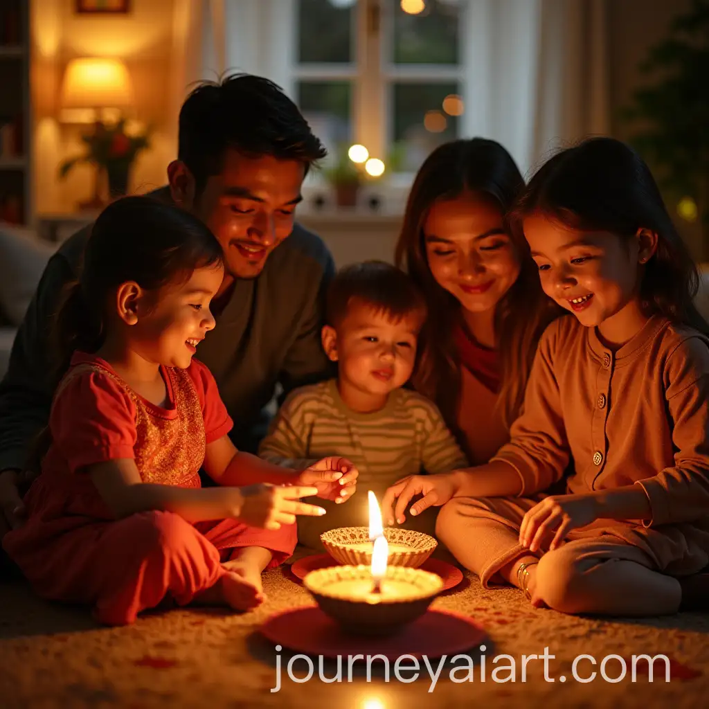 Family-Celebration-of-Diwali-with-Festive-Lights-and-Joyful-Moments