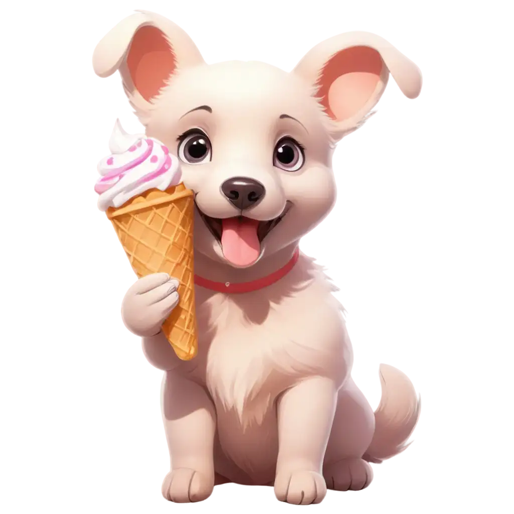 Adorable-AnimeStyle-Dog-Eating-Ice-Cream-PNG-Cheerful-and-Playful-Design-for-Various-Uses