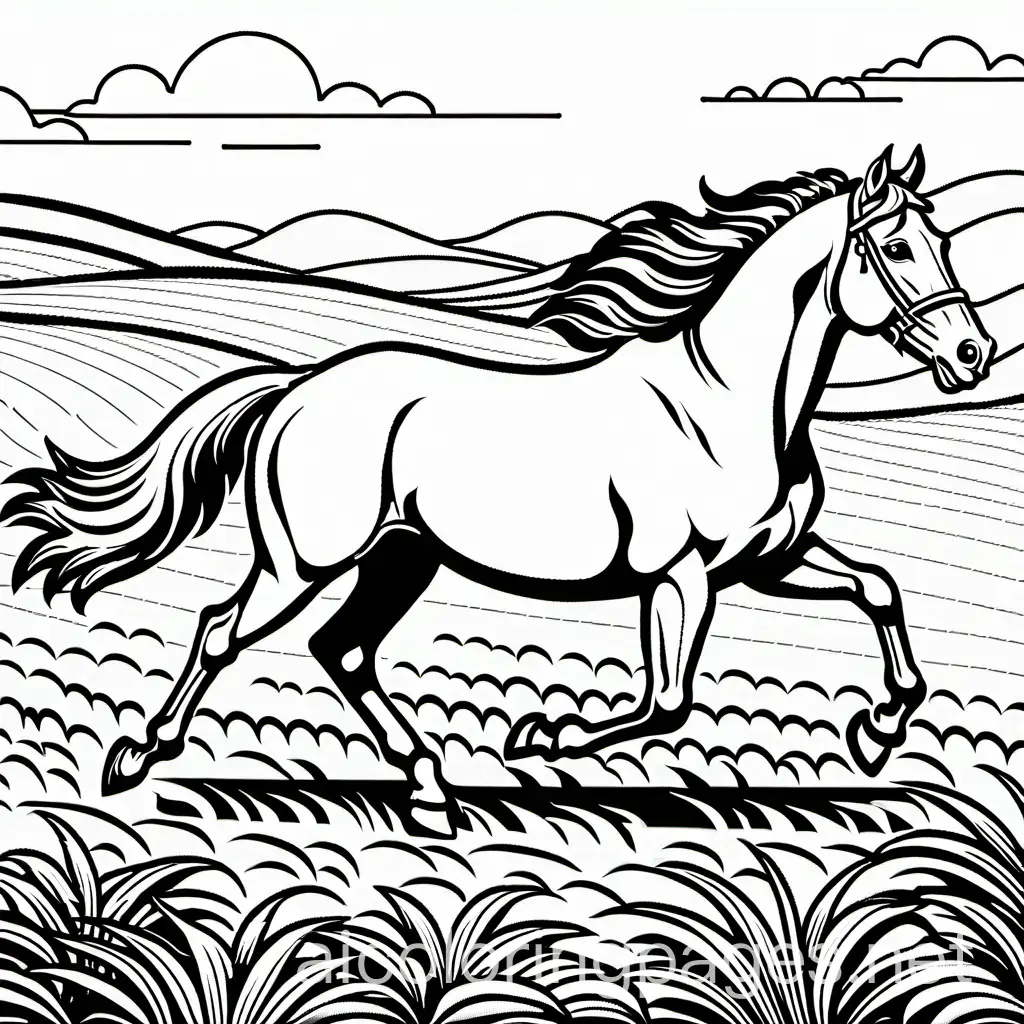 Horse-Running-in-Field-Coloring-Page