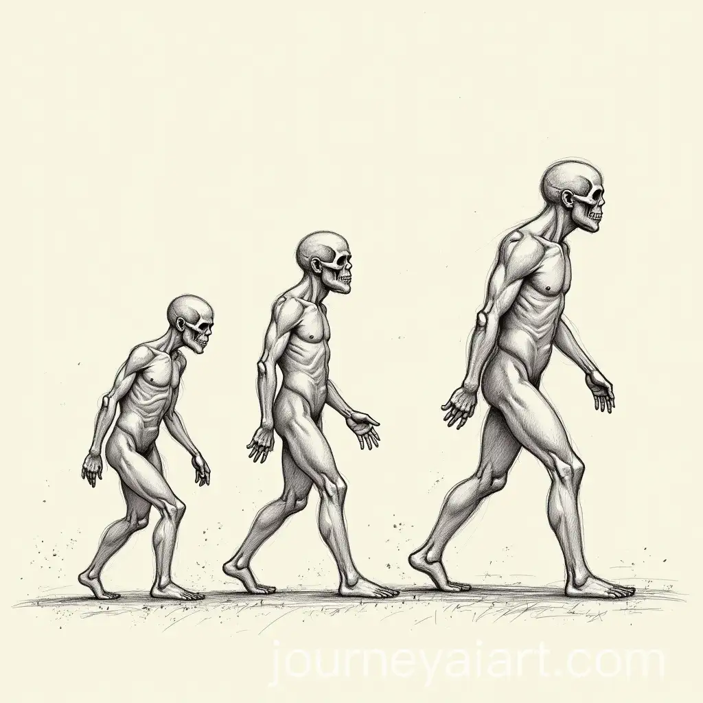 Detailed-Sketch-of-Human-Evolution-in-Scientific-Illustration