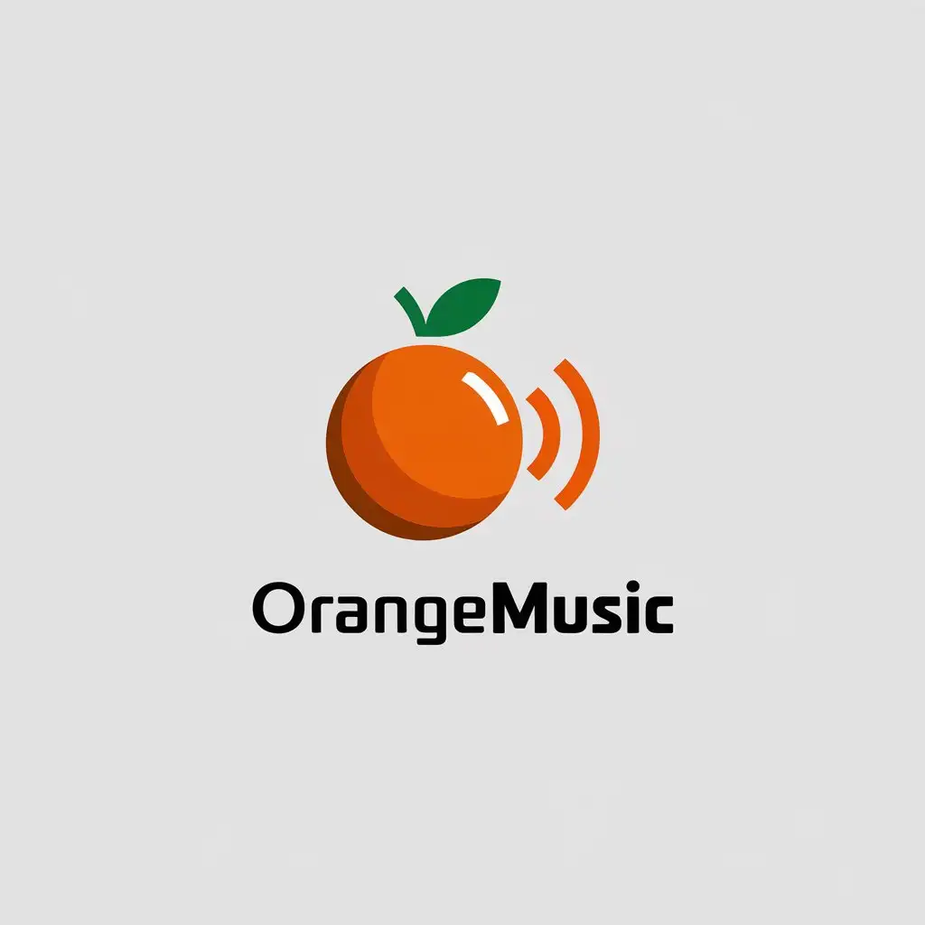 LOGO Design for Orangemusic Minimalistic Orange Fruit Speaker Waves Symbol