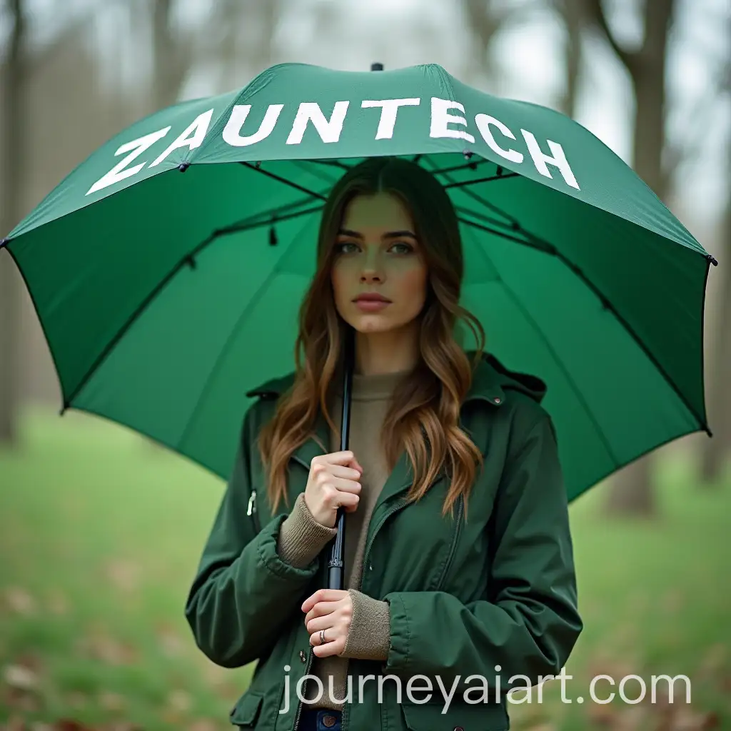 Young-Polish-Woman-with-Green-Umbrella-ZAUNTECH