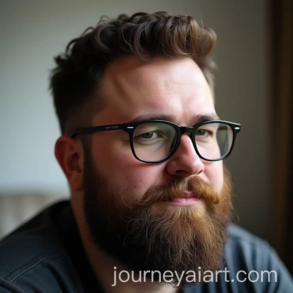 Chubby-Brunette-Man-with-Glasses-and-Beard-in-Casual-Attire