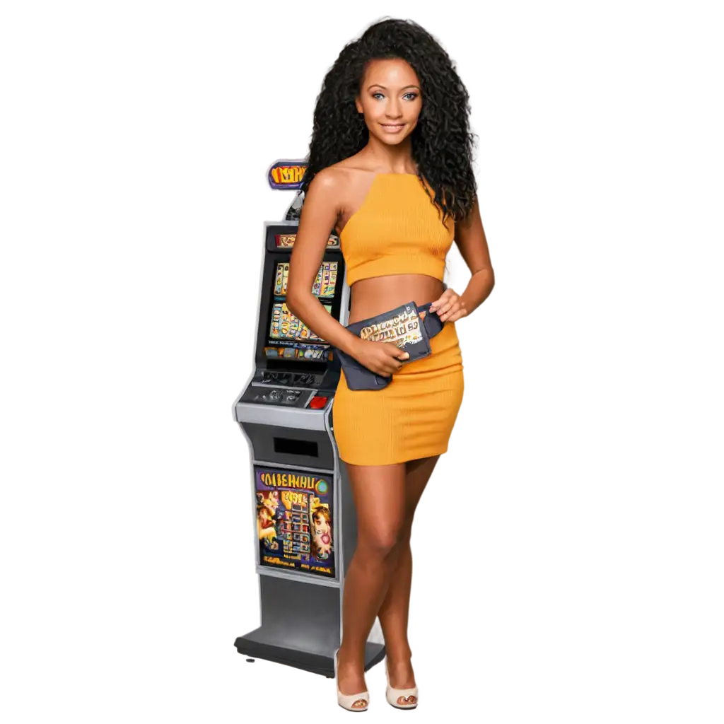 PNG-Image-Slot-Machine-with-a-Beautiful-African-Girl-AI-Generated-Art