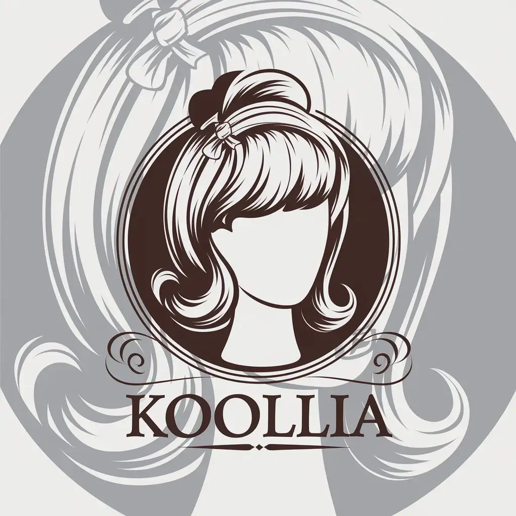 LOGO Design for Koollia FemaleOriented Wig Brand with Vector Symbol and Clear Background