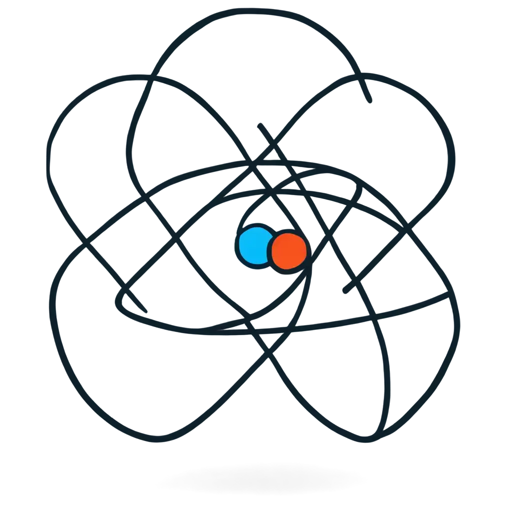 Atom-with-Rutherford-Model-in-2D-Cartoon-Style-PNG-Enhancing-Scientific-Visualization