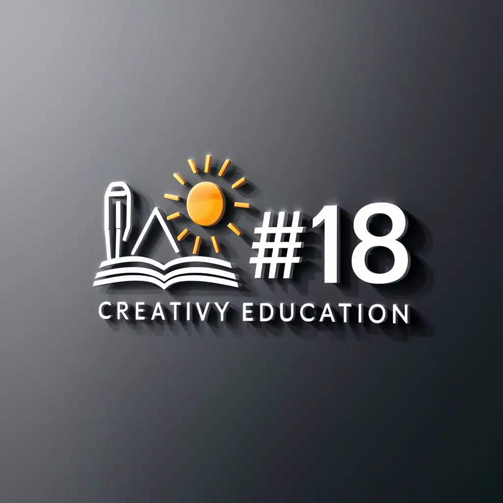 LOGO-Design-For-18-Educational-Theme-with-Book-Pen-and-Sun-Symbols