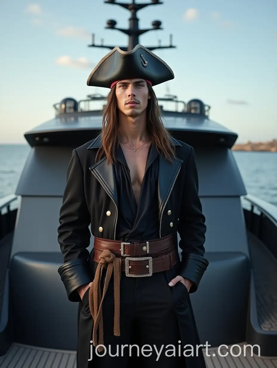 Young-Pirate-on-Sleek-Matte-Black-Yacht-Deck