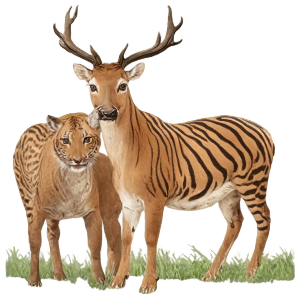 Tiger-and-Deer-PNG-Image-Capturing-the-Majestic-Contrast-in-Crisp-Detail