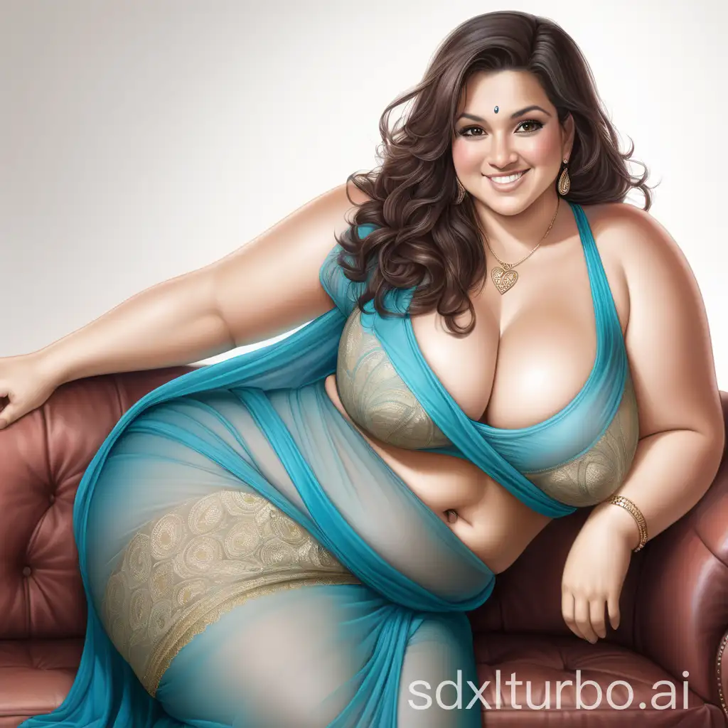 Radiant-PlusSize-Costa-Rican-Beauty-in-Flowing-Sari