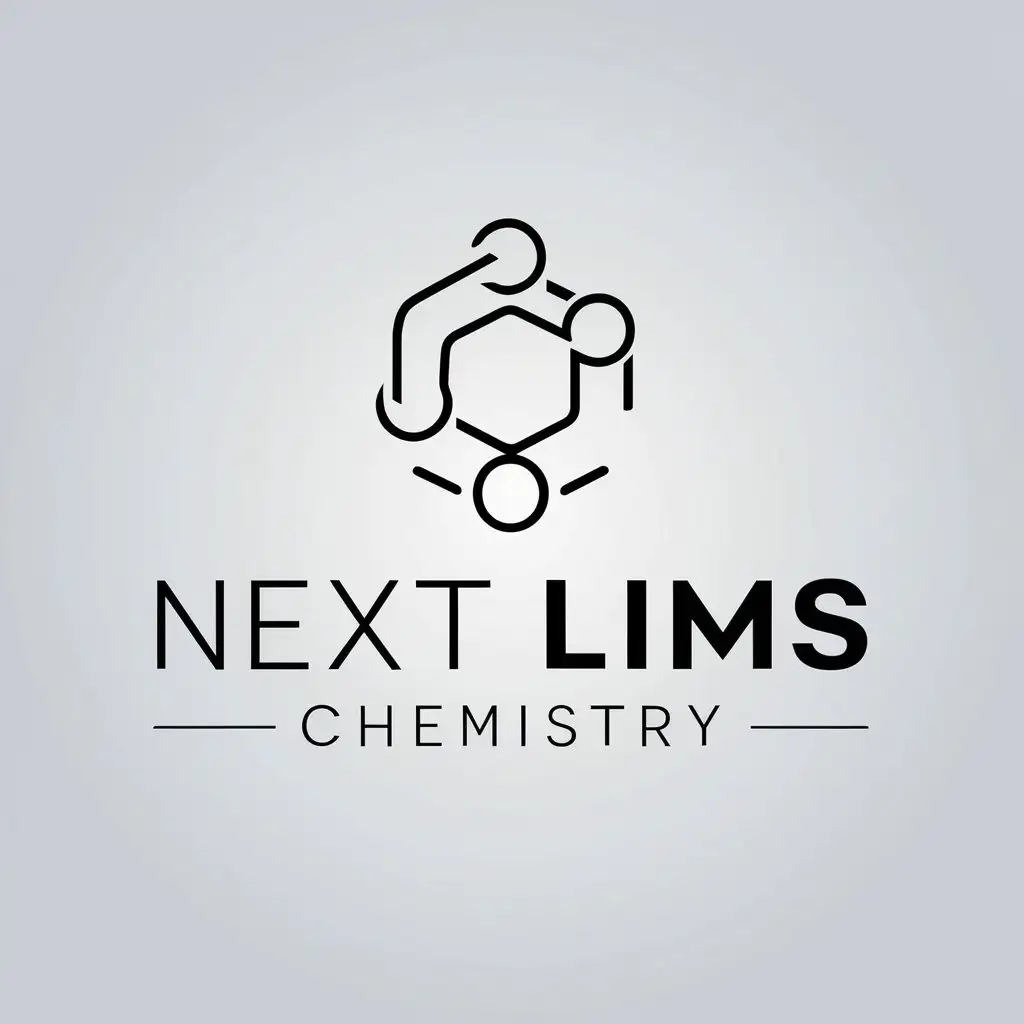 a vector logo design,with the text "Next LIMS", main symbol:chemistry,Minimalistic,be used in Others industry,clear background