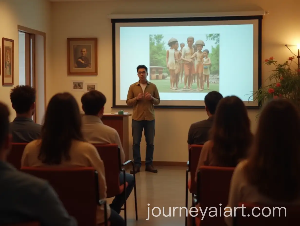 People-Attending-a-Lecture-with-Cultural-Presentation-and-Floral-Decor