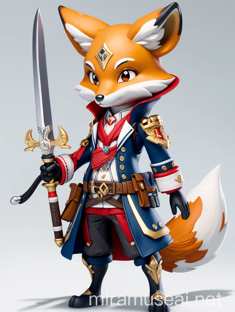 Cute Fox Assassin Holding Dagger in Detailed Masterpiece