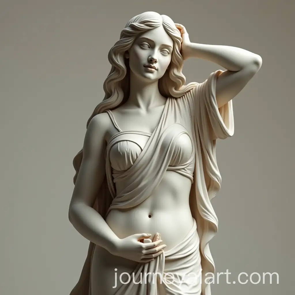 Indian-Modern-Lady-Statue-in-Saree-with-Elegant-Pose-and-Gentle-Smile