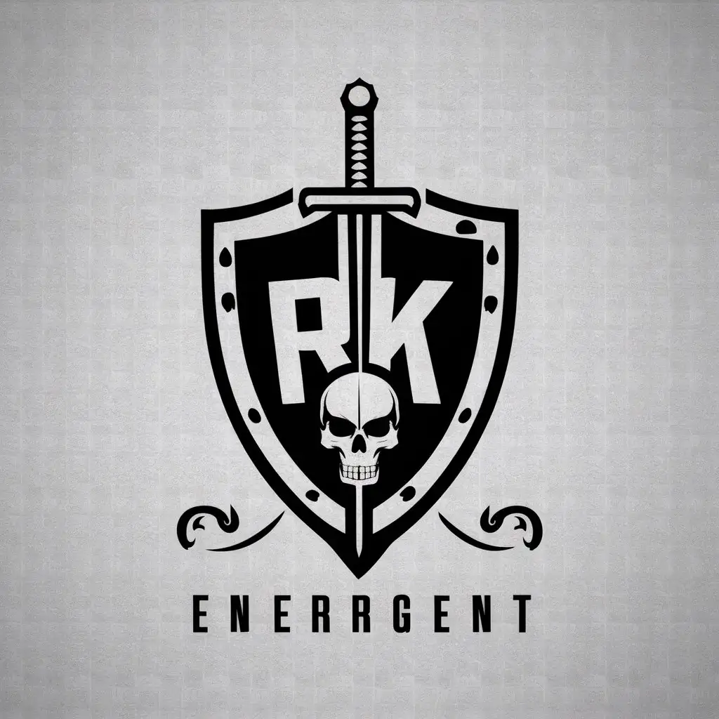 LOGO-Design-for-RK-Shield-Sword-and-Skull-in-Vector-Style