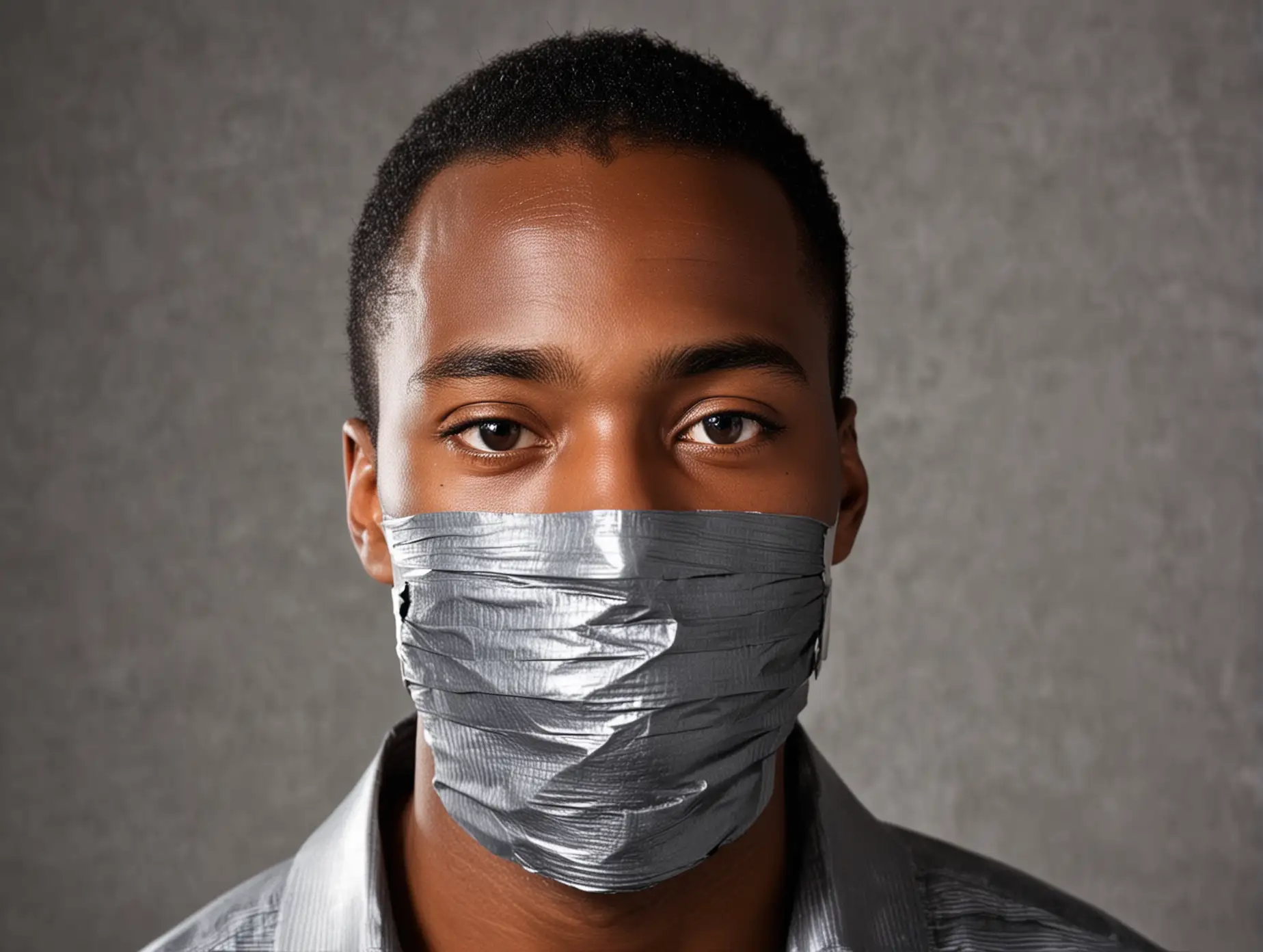 African-Male-with-Duct-Tape-Over-His-Mouth