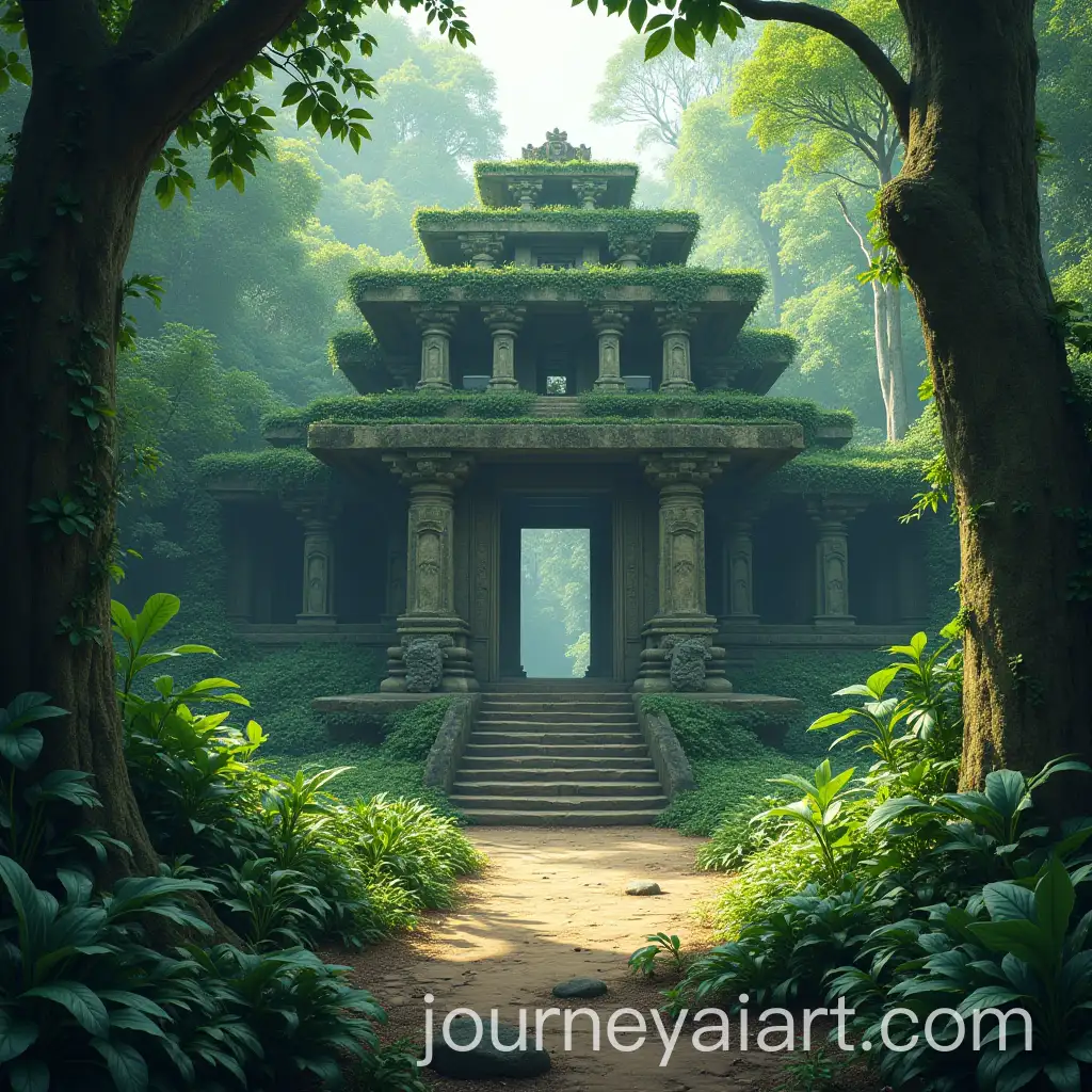 Ancient-Jungle-Temple-Ruin-SurAI-Image-Prompt-Expansionrounded-by-Lush-Greenery