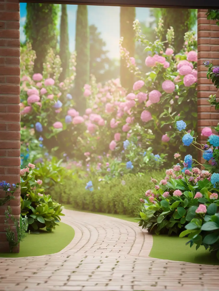 Summer Garden Path with Hydrangeas and Natural Light