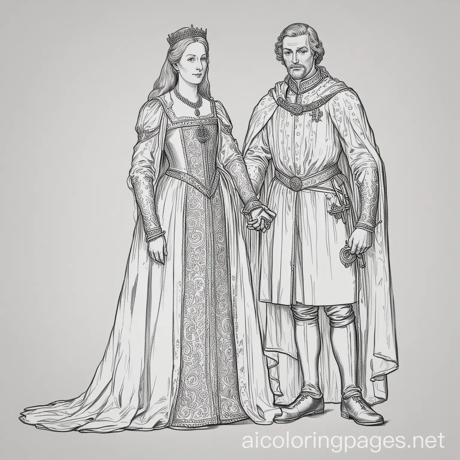 12th-Century-Attire-Theobald-V-and-Princess-Alice-Coloring-Page