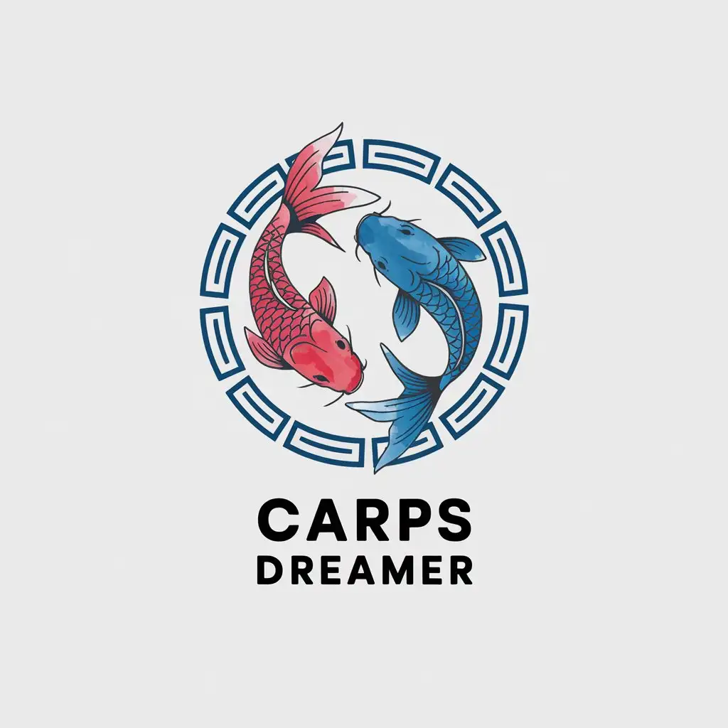 LOGO-Design-For-Carps-Dreamer-Chinese-Watercolor-Style-with-Two-Koi-Fish