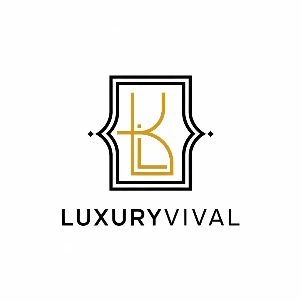 a vector logo design,with the text "luxuryvival", main symbol:Typography: Use a sophisticated and modern font, possibly in capital letters, to give an impression of prestige.nColors: Choose colors associated with luxury, such as gold, black, and white. Gold can be used for the most important elements to suggest wealth and exclusivity.nSymbol or monogram: Incorporate a simple yet elegant symbol or monogram that could represent the brand. For example, a clean and geometric design that remains memorable.nMinimalism: Avoid too many details to maintain a sleek, elegant, and luxurious look.nTexture and finish: If possible, incorporate textured effects or metallic, relief finishes to add depth.,Moderate,be used in Retail industry,clear background