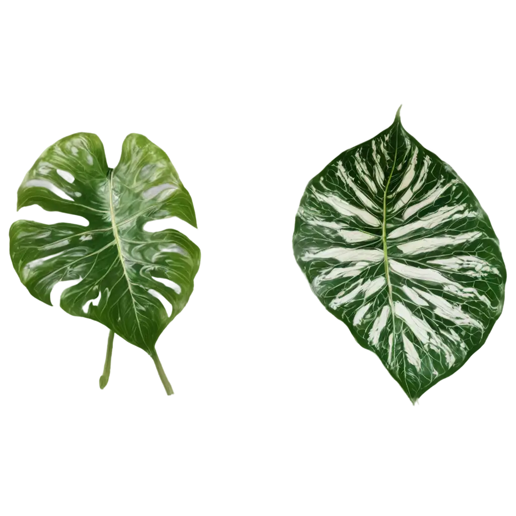 Variegated-Green-and-White-Leaves-PNG-Image-with-Transparent-Background-for-Versatile-Use