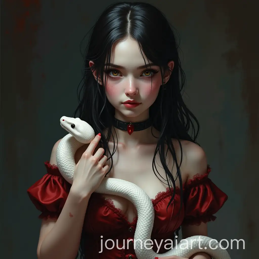 Mysterious-Vampire-Girl-Holding-White-Snake