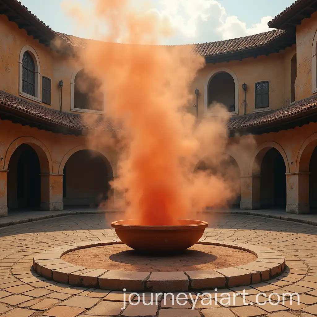 RustThemed-Magical-Plaza-with-Giant-Clay-Pot-and-Colored-Smoke