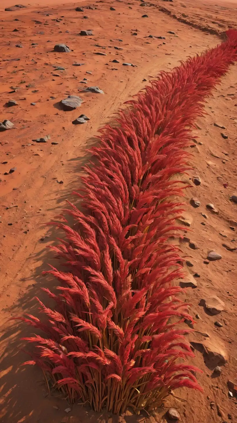 Wheat Cultivation on Mars with Red Leaves