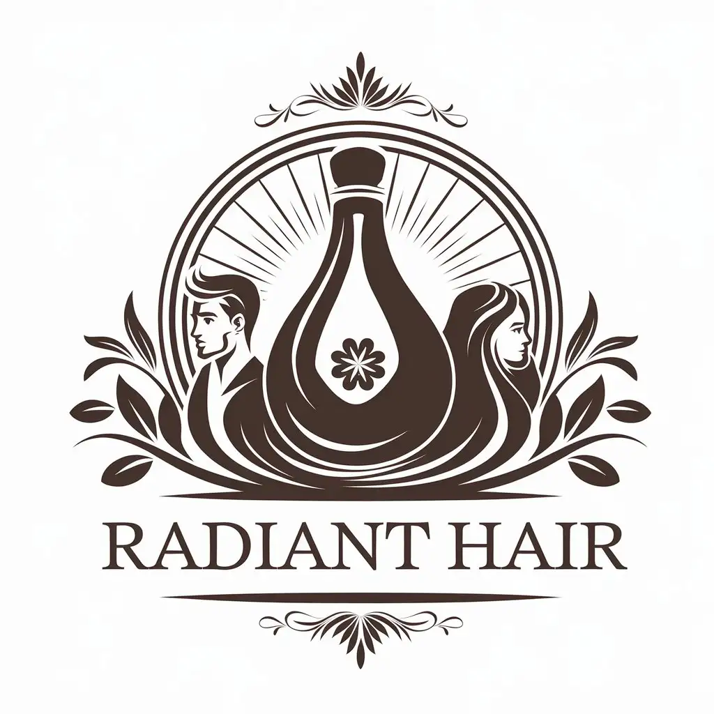 LOGO Design for Radiant Hair Oil Hair Product with Man and Woman for Beauty Spa Industry