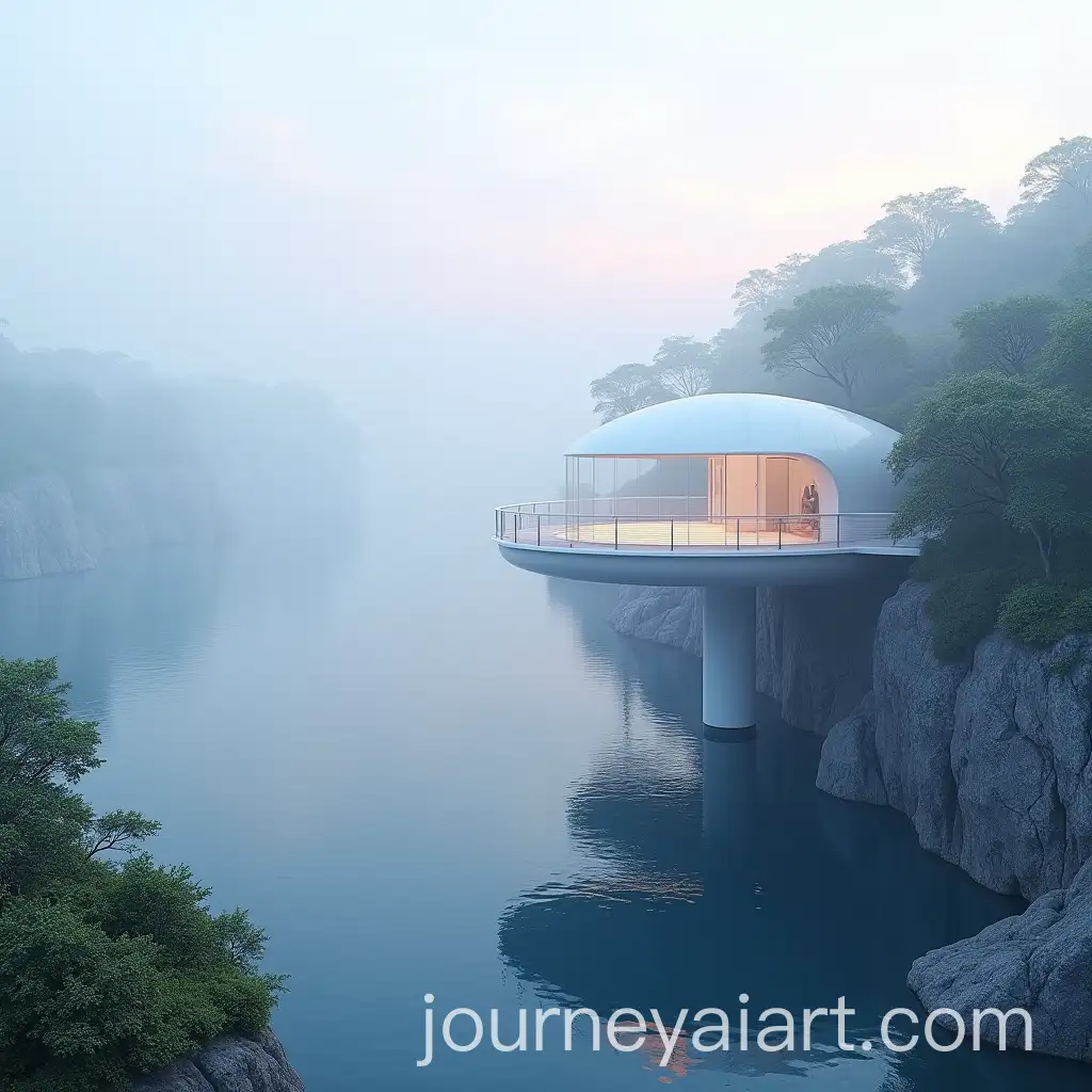 Modern-Minimalist-Observation-Deck-at-Golden-Hour-with-Floating-Platform-and-Mushroom-Structure