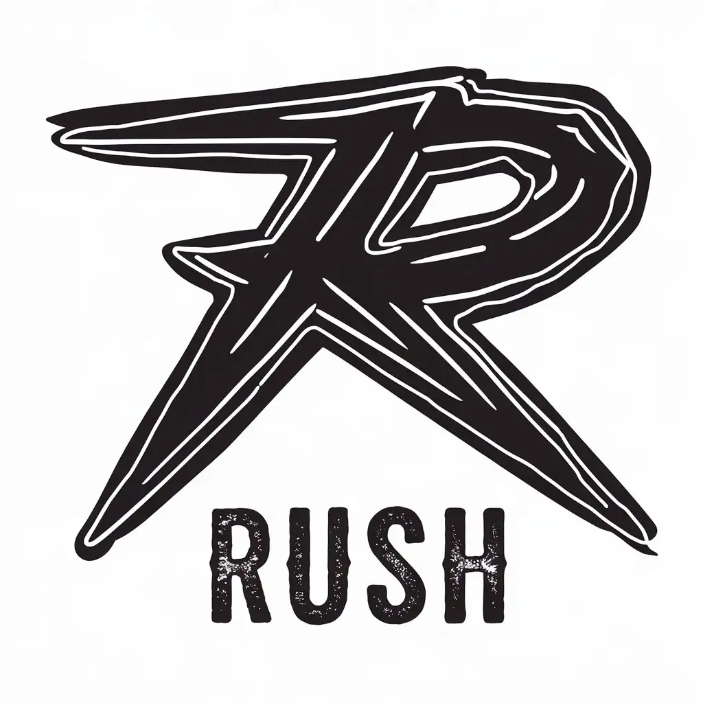 LOGO Design For RUSH Bold and Edgy R Logo in Black and White