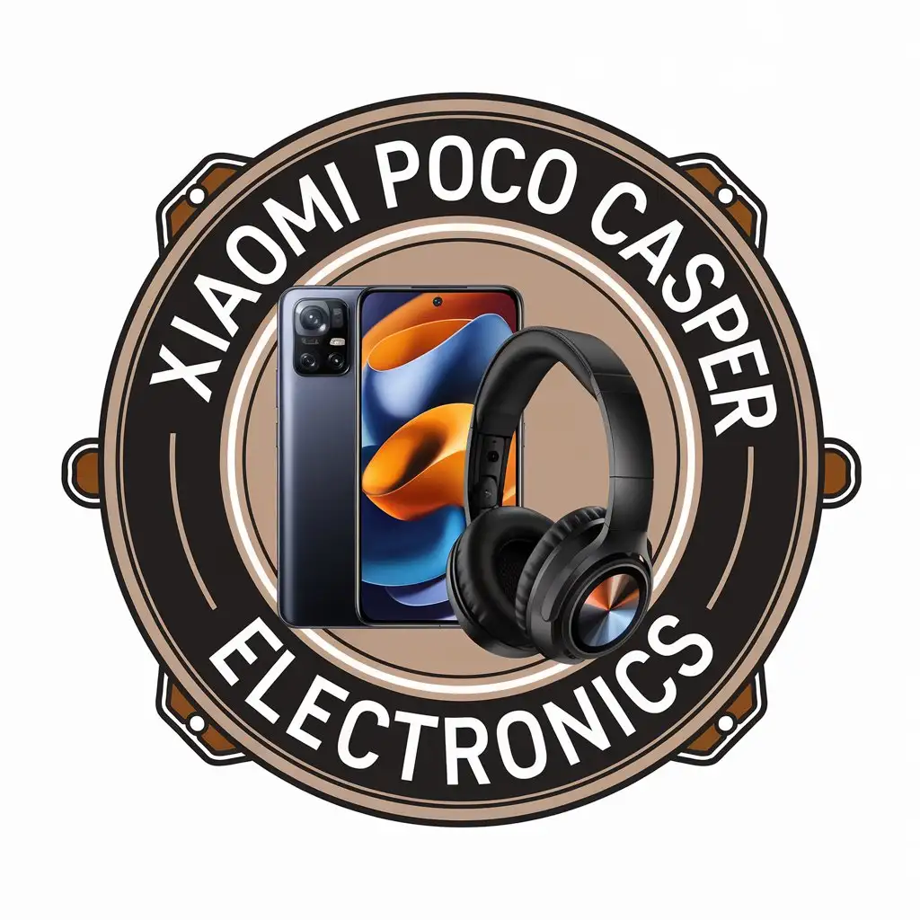 a vector logo design,with the text "Xiaomi Poco Casper Electronics", main symbol:Smartphone, Tablet, headphones, Watch,Moderate,be used in Internet industry,clear background