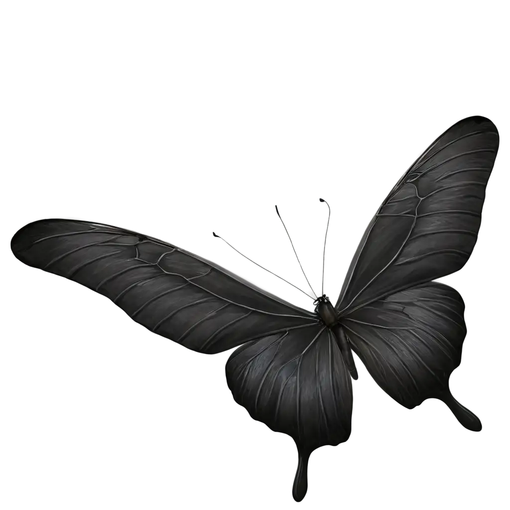 Black-Butterfly-on-a-Lily-PNG-Image-3D-Render-with-White-Background-for-Digital-Art-Design