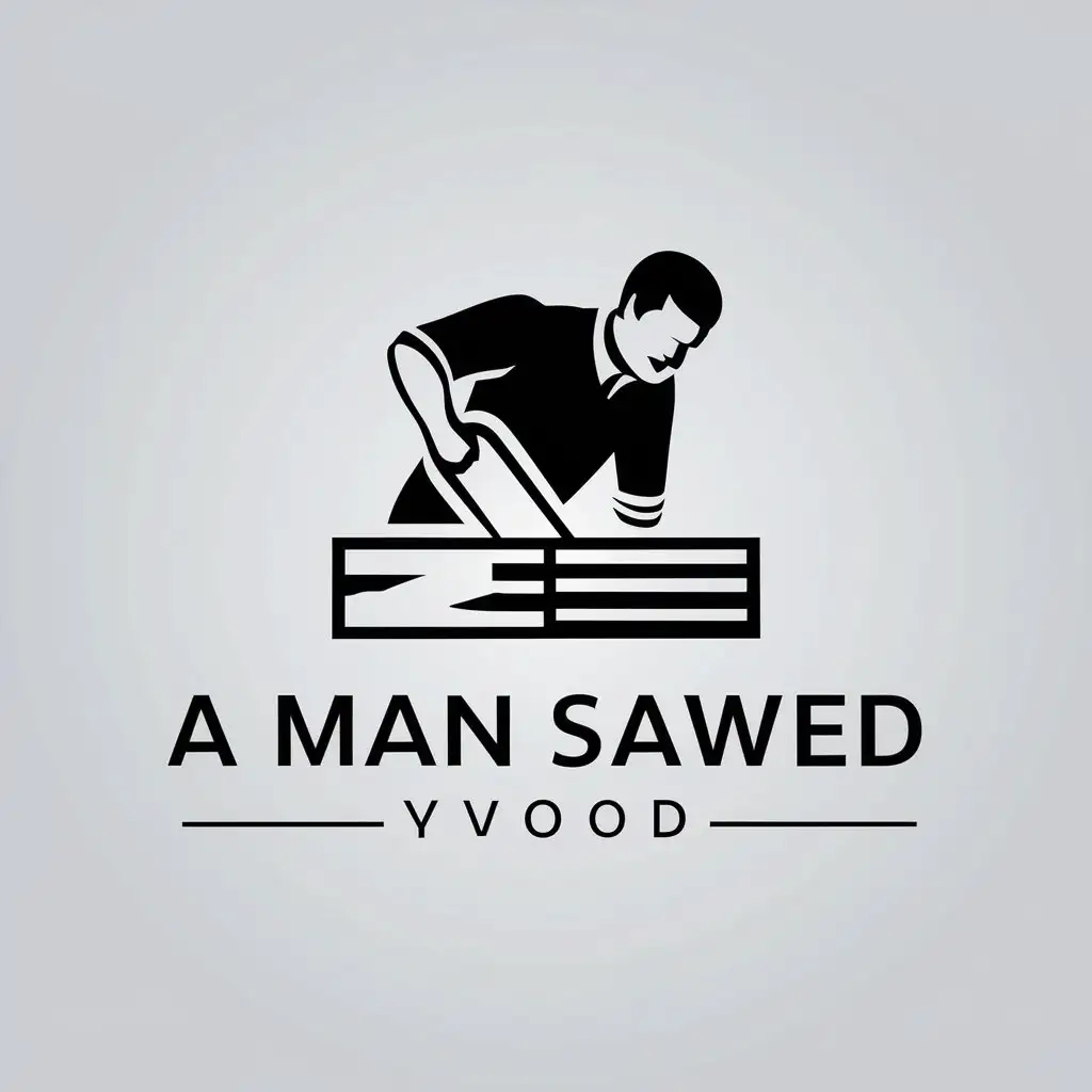 a vector logo design,with the text "A man sawed wood", main symbol:A man sawed wood,Minimalistic,be used in Technology industry,clear background