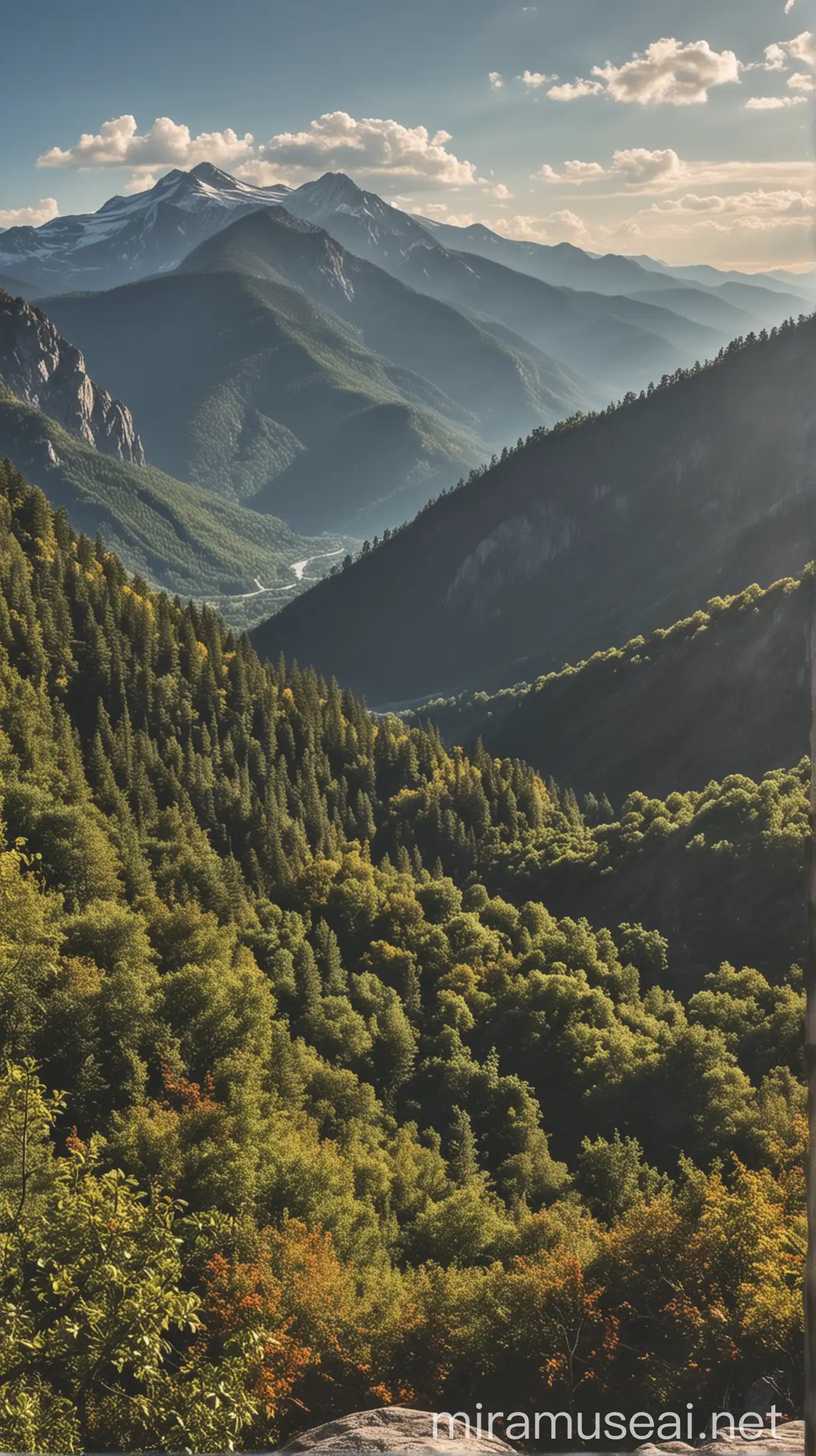 Majestic Mountain Landscape with Glowing Sunset