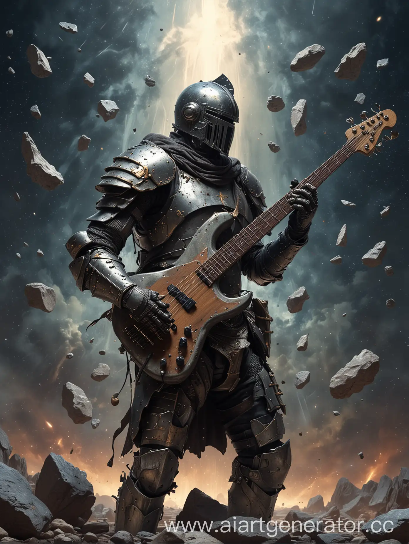 Knight-in-Heavy-Armor-Playing-Bass-Guitar-in-Cosmic-Realm