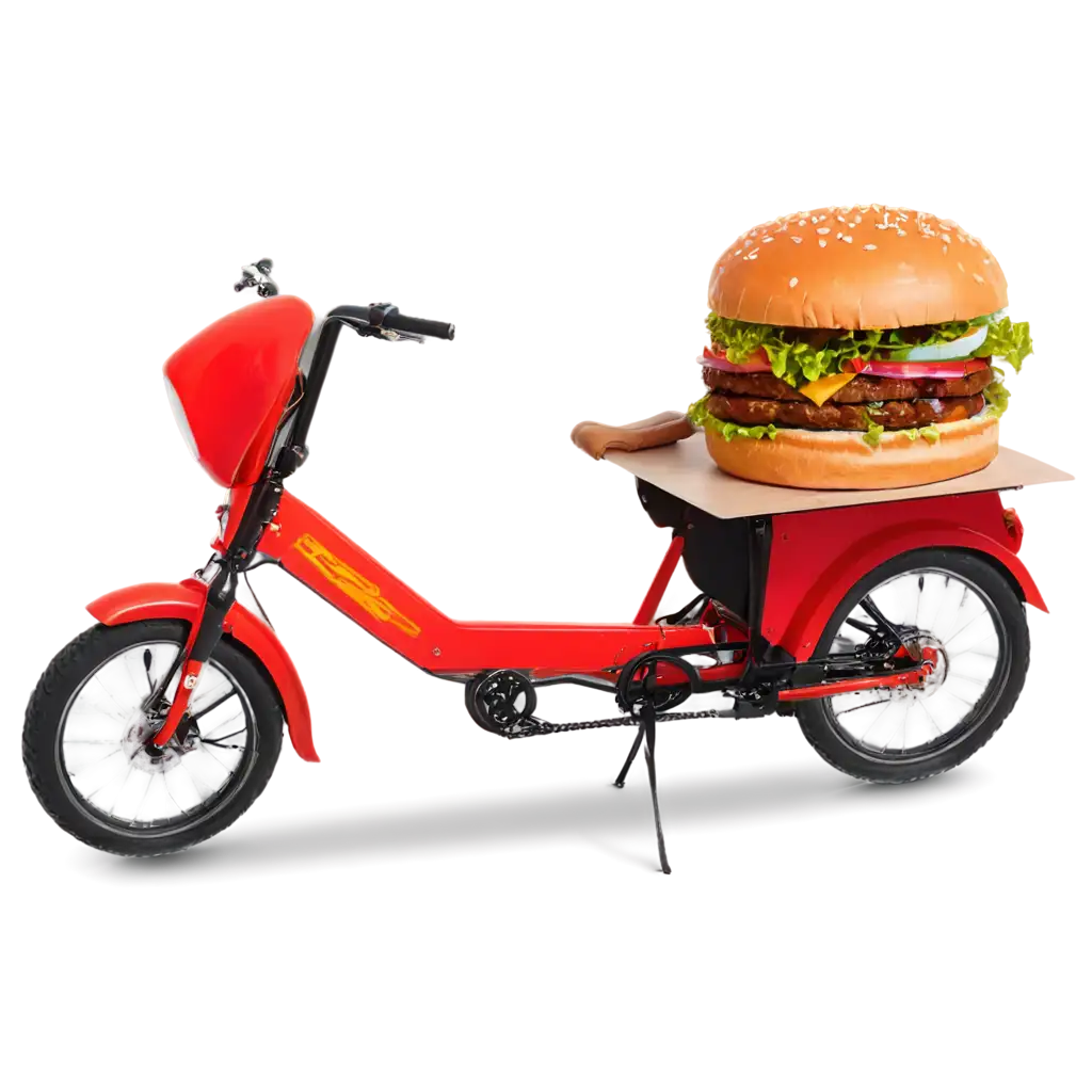 HighQuality-PNG-Image-of-a-Delivery-Bike-with-a-Big-Burger-on-Top-for-Versatile-Use