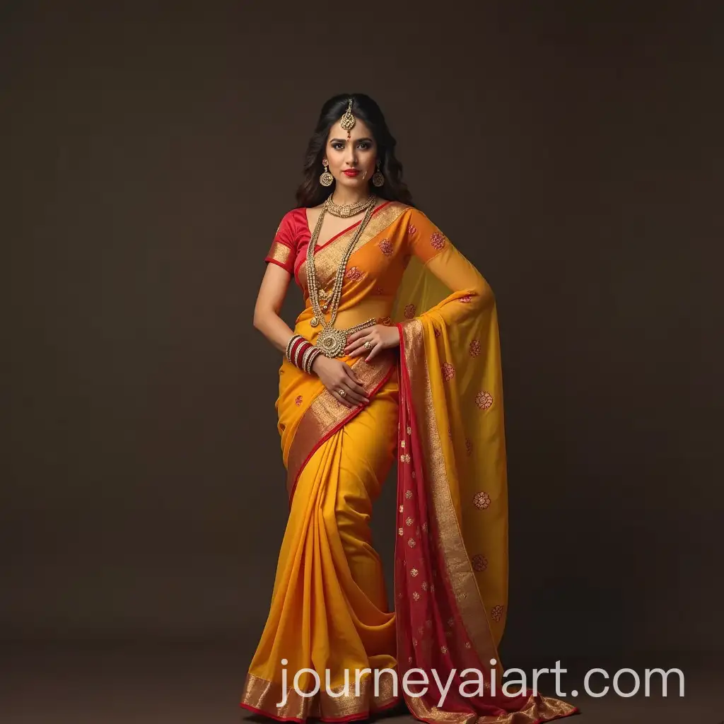 Elegant-Woman-in-Traditional-Saree-with-Intricate-Patterns