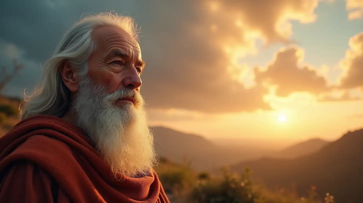 Wise Old Man in Biblical Era Landscape