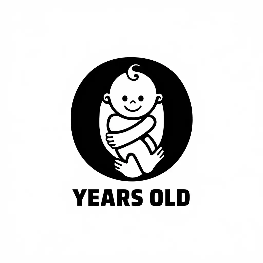 LOGO-Design-for-Education-Vector-Design-with-0-Years-Old-Theme-Featuring-Hugged-Baby-and-Smiling-Infant-in-Black-and-White